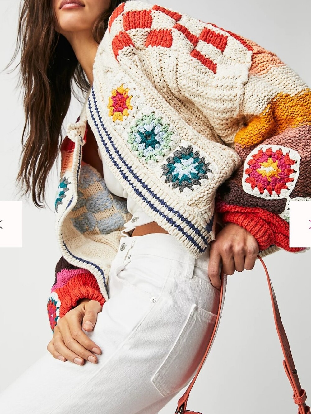 Free People Cream Multicolor Crochet Patchwork Cardigan - Picture 1 of 9